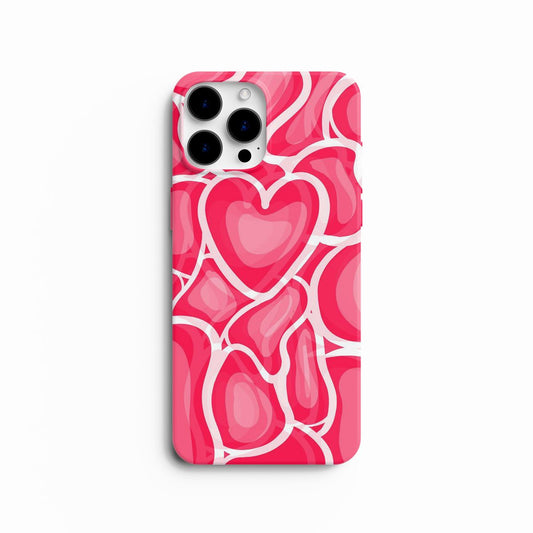 Coque de téléphone motif cœurs abstraits rose et fuchsia