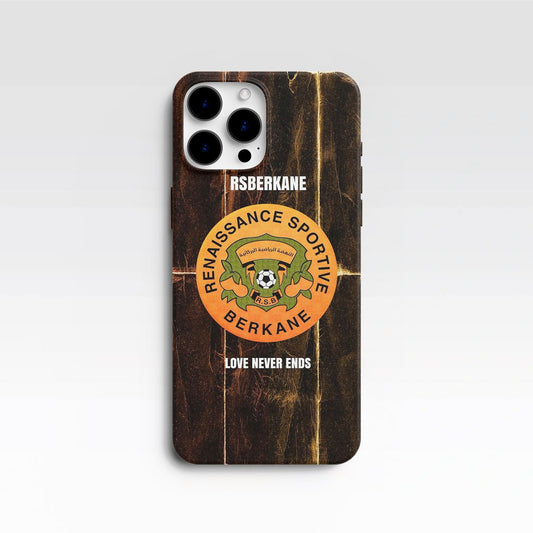 Coque RS Berkane "Love Never Ends" Style Bois Ancien