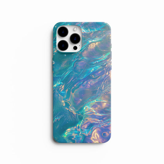Coque de téléphone à effet d'eau irisée et holographique