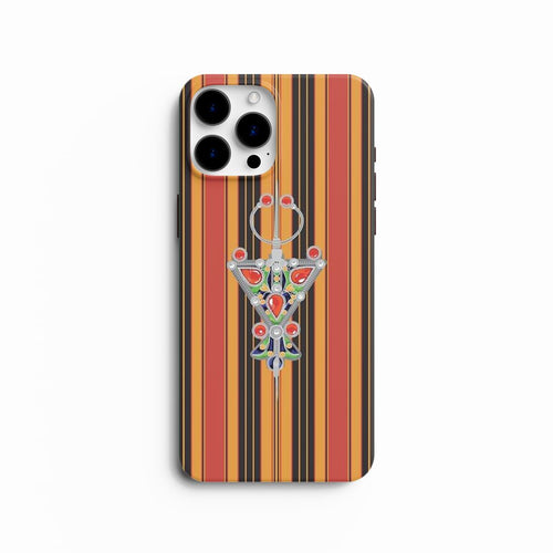 Coque de Téléphone Fibule Amazighe & Rayures Ethniques - Authenticité et Style