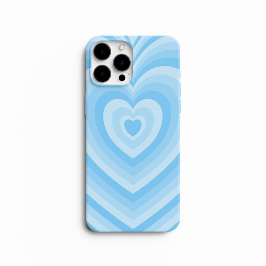 Coque de Téléphone Design Cœur Optique en Dégradé de Bleu