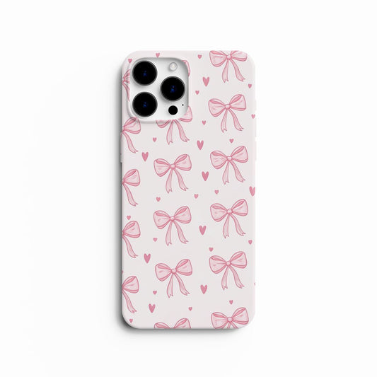 Coque de Téléphone Motif Nœuds Roses et Petits Cœurs Adorables