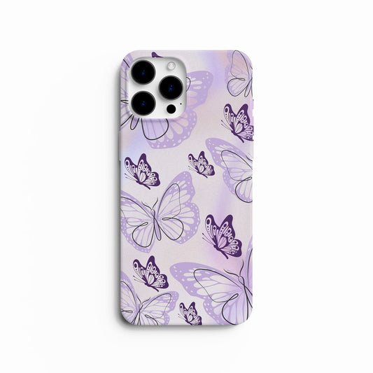 Coque de Téléphone Design Papillons Volants en Tons Lavande et Violet