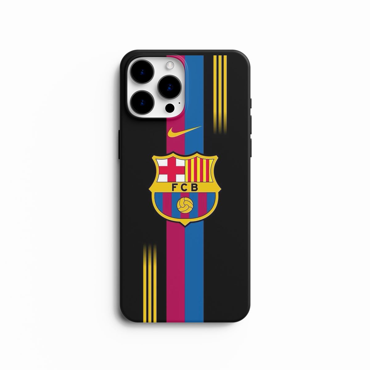 Coque de Téléphone FC Barcelone - Design Noir avec Rayures Blaugrana