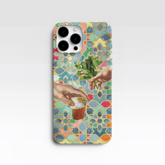 Coque de Téléphone "Cérémonie du Thé Marocain" et Mosaïque Zellige